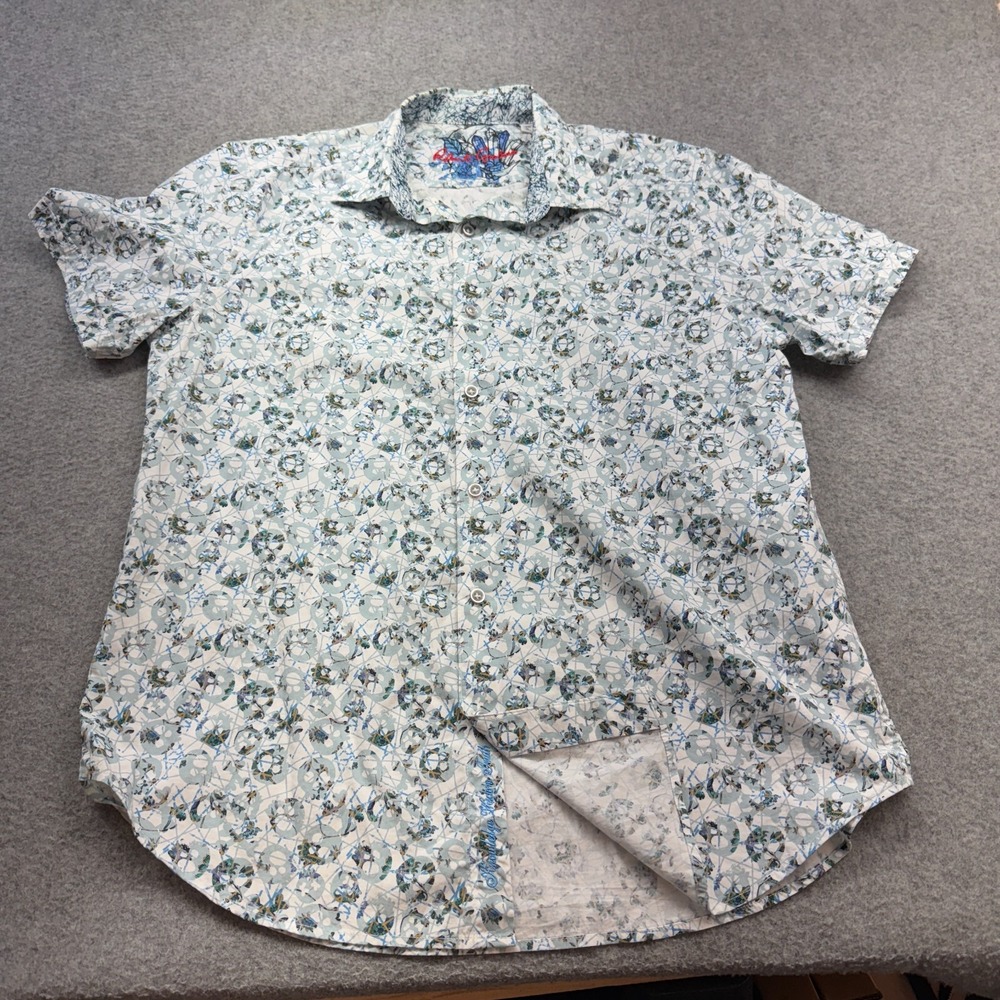 Robert Graham L Crystal Geometric Print Short Sleeve Shirt Classic Fit Floral